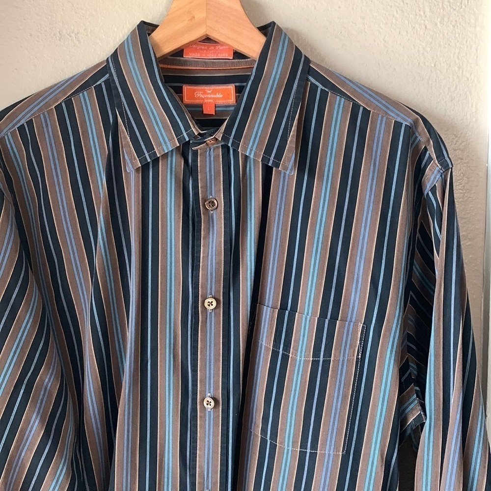 FACONNABLE Striped Long Sleeve Button Down Shirt